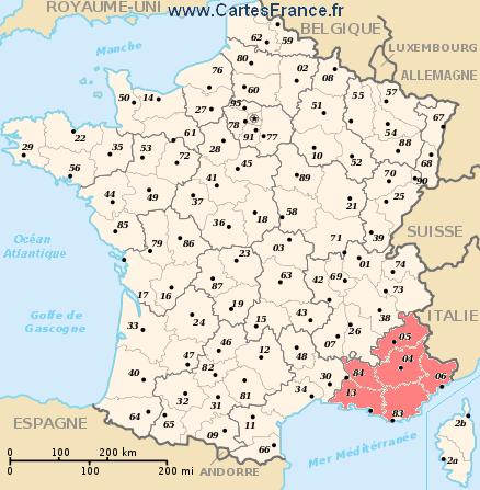 carte region Provence-Alpes-Côte d'Azur